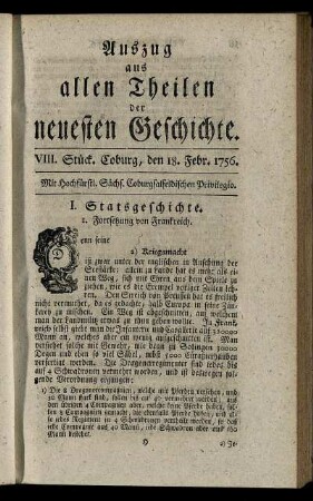 VIII. Stück. Coburg, den 18. Febr. 1756.