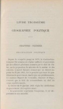 Livre troisième. Géographie politique