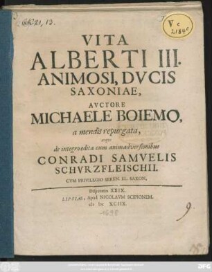 Vita Alberti III. Animosi, Ducis Saxoniae