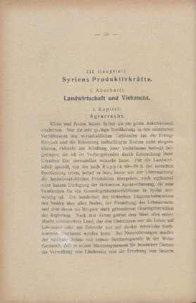 III. Hauptteil. Syriens Produktivkräfte