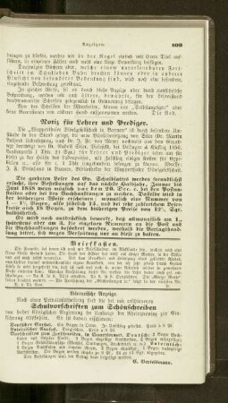 Notiz für Lehrer und Prediger