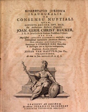 Diss. iur. inaug. de consensu nuptiali