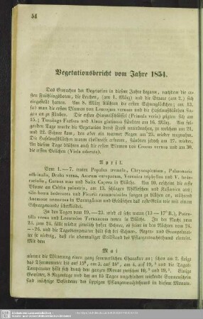 Vegetationsbericht vom Jahre 1854