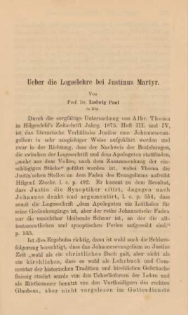 661-690 Ueber die Logoslehre bei Justinus Martyr