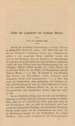 661-690 Ueber die Logoslehre bei Justinus Martyr