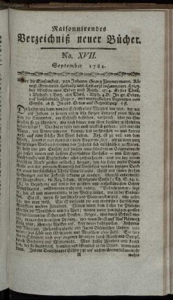 No. XVII. September 1784.