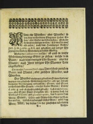 Wann ein Wittiber/ oder Wittibe/ so von dem ...