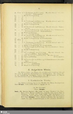 I. Musikalische Werke