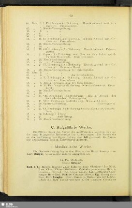 I. Musikalische Werke