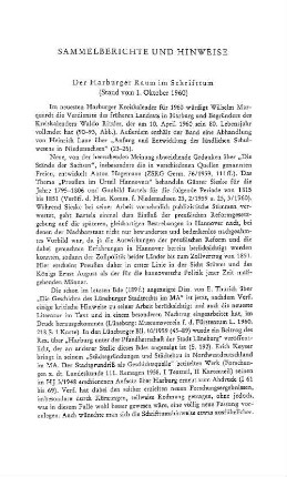 Sammelberichte und Hinweise