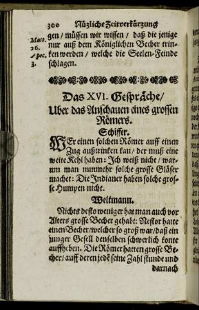 Das XVI. Gespräche/ Uber das Anschauen eines grossen Römers.