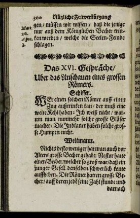 Das XVI. Gespräche/ Uber das Anschauen eines grossen Römers.