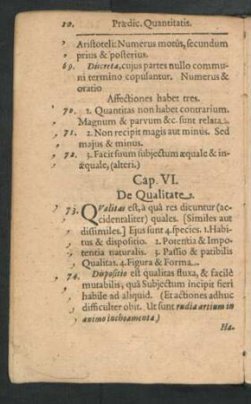 Cap. VI. De Qualitate.
