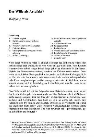593-608, Der Wille als Artefakt