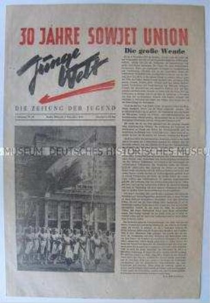Wochenzeitung der FDJ "Junge Welt" zum 30. Jahrestag der Oktoberrevolution