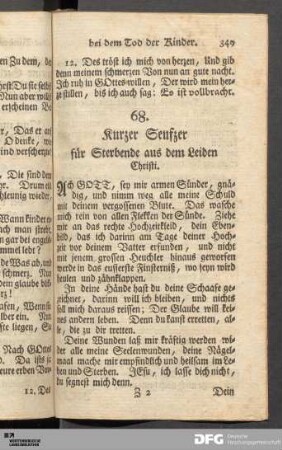 Kurzer Seufzer für Sterbende aus dem Leiden Christi.