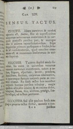 Cap. XIV. Sensus. Tactus