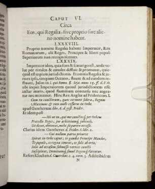 Caput VI. Circa Eos, qui Regalia, sive proprio sive alieno nomine habent.