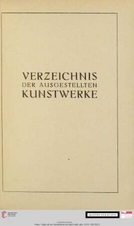 Verzeichnis der ausgestellten Kunstwerke