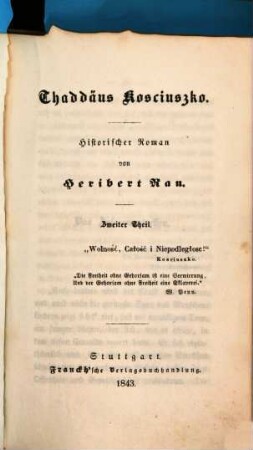 Thaddäus Kosciuszko : Historischer Roman, 2. Theil