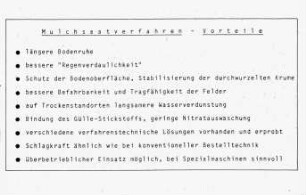 Mulchsaatverfahren - Vorteile
