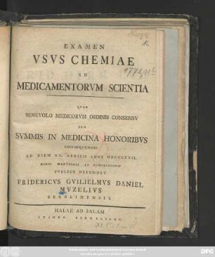 Examen Vsvs Chemiae In Medicamentorvm Scientia