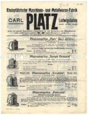 Pflanzenspritzen verschiedener Systeme