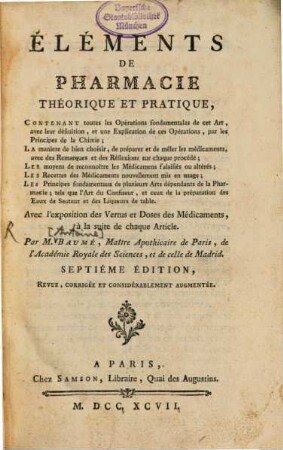 Elemens de Pharmacie ...