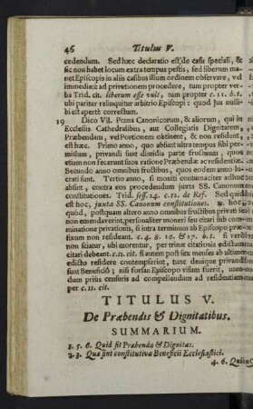 Titulus V. De Praebendis & Dignitatibus.