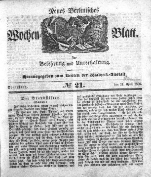 No. 21, Sonnabend, den 21.Mai 1836