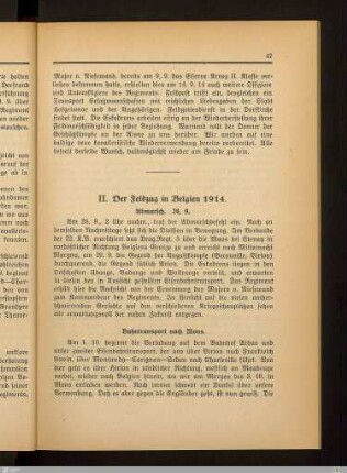 II. Der Feldzug in Belgien 1914