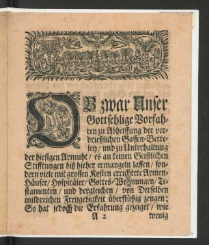 [Præfation Der Zum Behuff der Armen-Ordnung ...]
