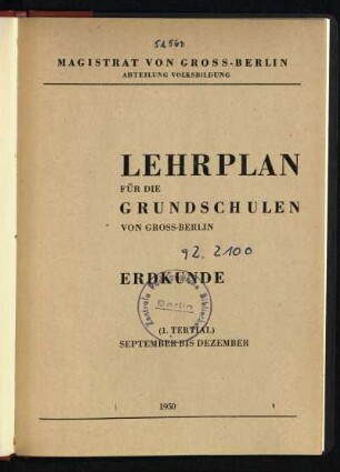 1950: Erdkunde, (1. Tertial)