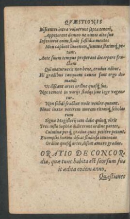 Oratio De Concordia ...