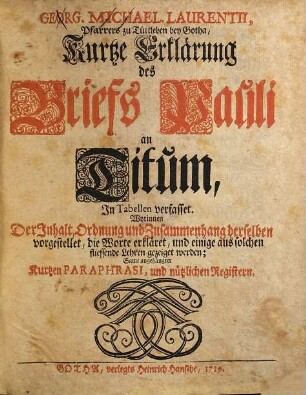 Kurtze Erklärung des Briefs Pauli an Titum