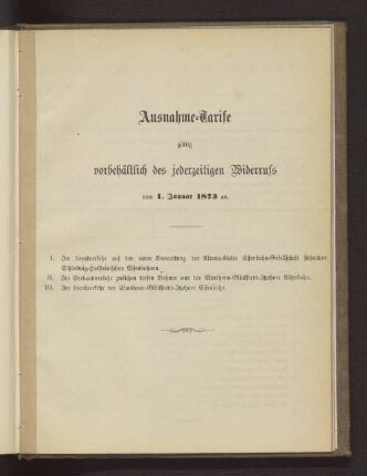 Ausnahme-Tarife gültig vorbehältlich des jederzeitigen Widerrufs