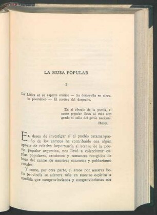 I - La musa popular