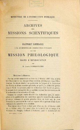 Nouvelles archives des missions scientifiques et litteraires : choix de rapports et instructions. 1. 1891
