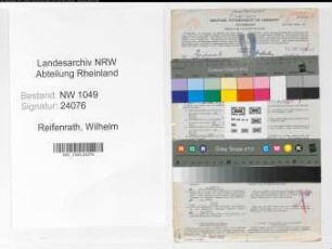 Entnazifizierung Wilhelm Reifenrath , geb. 18.09.1881 (Zollbeamter)