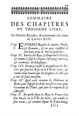 Sommaire Des Chapitres Dv Troisieme Livre.