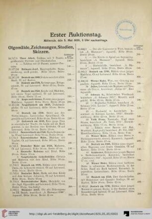 Erster Auktionstag, Mittwoch, den 5. Mai 1920, 3 Uhr nachmittags (Nr.10.747/3-19)