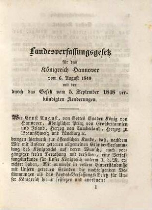 Parlamentarisches Taschenbuch : enthaltend die Verfassungen von ..., 3. Enthaltend die Verfassung von dem Königreiche Hannover nebst Wahlgesetz, den Entwurf der Constitutions-Urkunde für die österreichischen Staaten (der verfassunggebenen Versammlung in Kremsier), die octroyirte österreichische Verfassung nebst provisor. Preß- und Associations-Gesetz, und das Wahlgesetz der französichen Republik