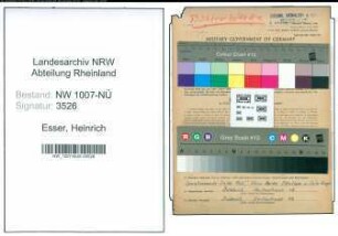 Entnazifizierung Heinrich Esser , geb. 20.04.1902 (Elektriker)