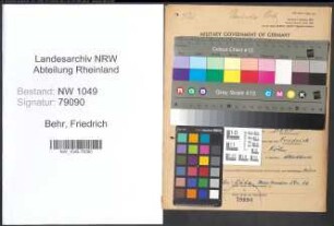 Entnazifizierung Friedrich Behr , geb. 01.11.1891 ()
