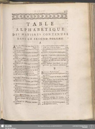 Table Alphabetique Des Matieres Contenues Dans Ce Second Volume