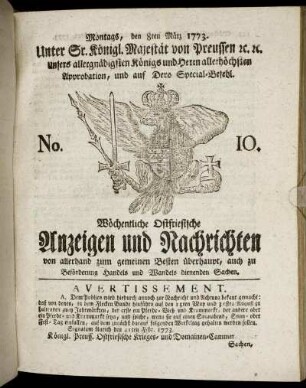 No. 10. Montags, den 8ten März 1773.