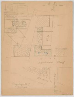 Thiersch, August ; München, Nordendstr.; Kath. - Apostolische Kirche - Lageplan, Teilgrundriss