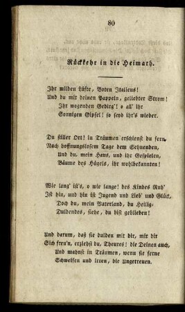Rückkehr in die Heimath. - An L. Fragment.