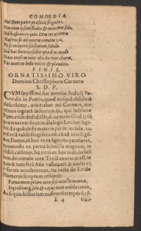Ornatissimo Viro Domino Christophoro Cornero ...