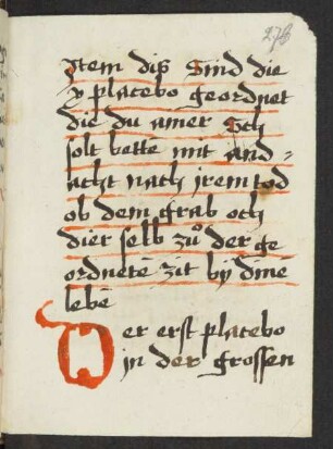 Anweisungen für zehn Totengebete für eine Schwester ("X Placebo")